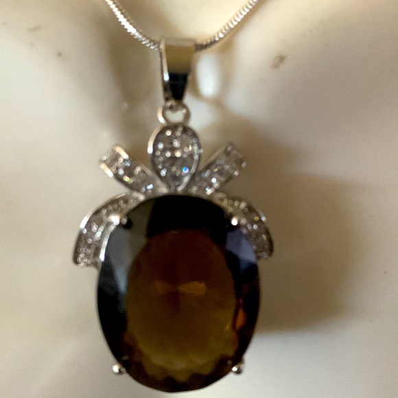 NEW Big bold beautiful Smoky Quartz pendant necklace - Picture 3 of 10